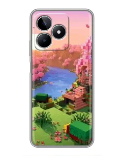 Чехол для Realme C53 с картинкой «Розовое дерево Minecraft»