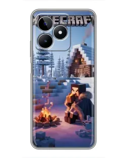 Чехол для Realme C53 с картинкой «Зимний Minecraft»