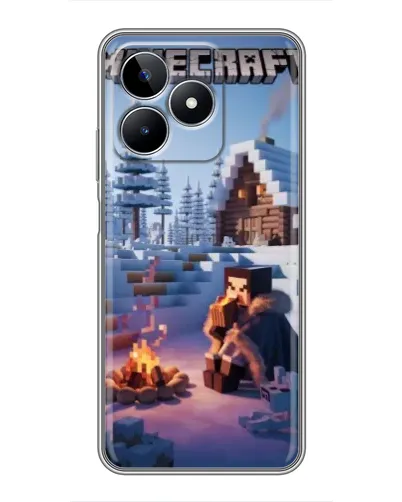 Чехол для Realme C53 с картинкой «Зимний Minecraft»