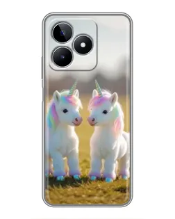 Чехол для Realme C53 с картинкой «Пара единорогов» Чехол для Realme C53 с картинкой «Пара единорогов»