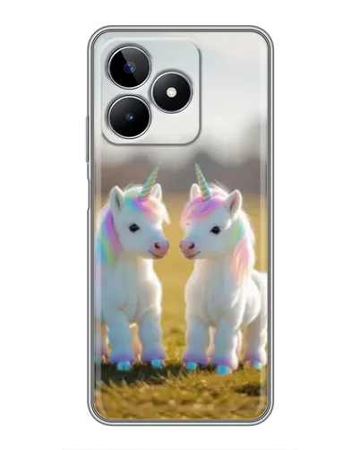 Чехол для Realme C53 с картинкой «Пара единорогов»