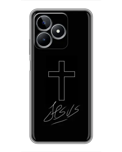Чехол для Realme C53 с картинкой «Графический крест Jesus» Чехол для Realme C53 с картинкой «Графический крест Jesus»
