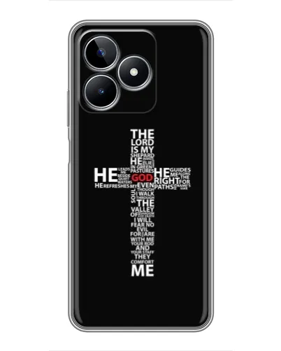 Чехол для Realme C53 с картинкой «Текстовый крест» Чехол для Realme C53 с картинкой «Текстовый крест»