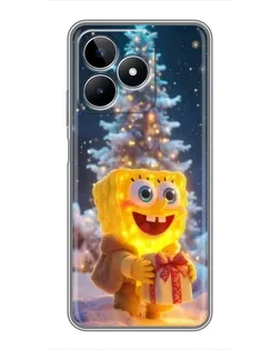 Чехол для Realme C53 с картинкой «Рождественский Спанч Боб»