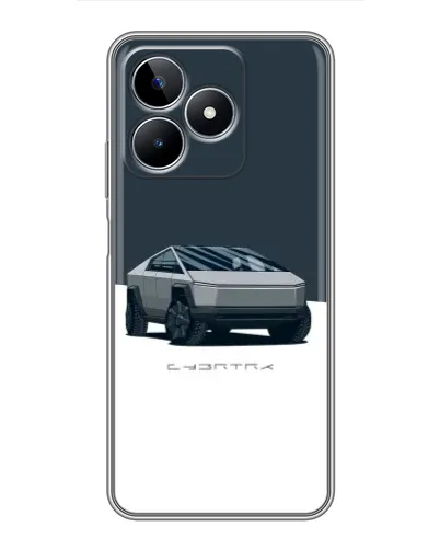 Чехол для Realme C53 с картинкой «Серебристый Cybertruck Tesla»