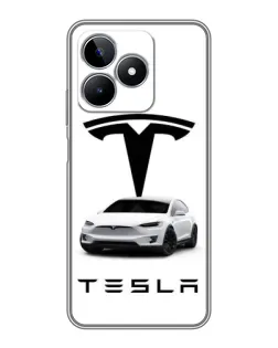 Чехол для Realme C53 с картинкой «Tesla White Style»