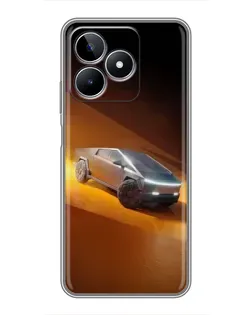 Чехол для Realme C53 с картинкой «Cybertruck в пустыне»