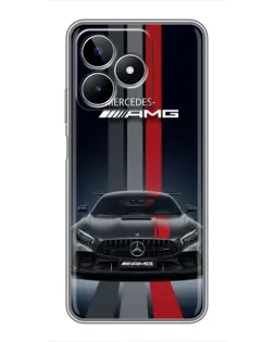 Чехол для Realme C53 с картинкой «Mercedes — белый карбон»