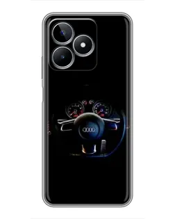 Чехол для Realme C53 с картинкой «Салон Audi — руль»