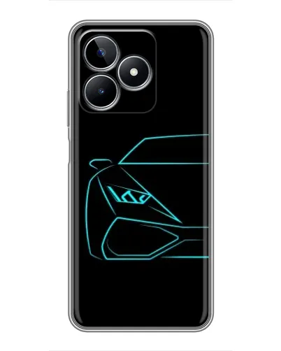 Чехол для Realme C53 с картинкой «Голубой силуэт Lamborghini»