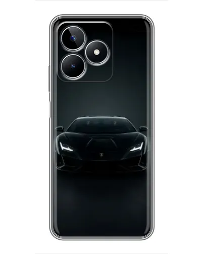Чехол для Realme C53 с картинкой «Черный Lamborghini Aventador»