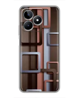 Чехол для Realme C53 с картинкой «Коричневые объемные квадраты» Чехол для Realme C53 с картинкой «Коричневые объемные квадраты»