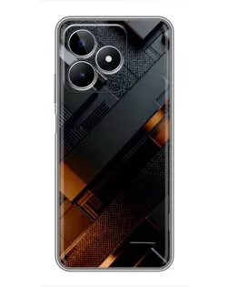 Чехол для Realme C53 с картинкой «Черные геометрические блоки»