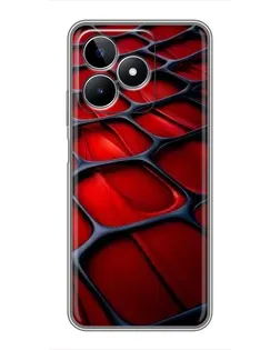 Чехол для Realme C53 с картинкой «Красная глянцевая сетка»
