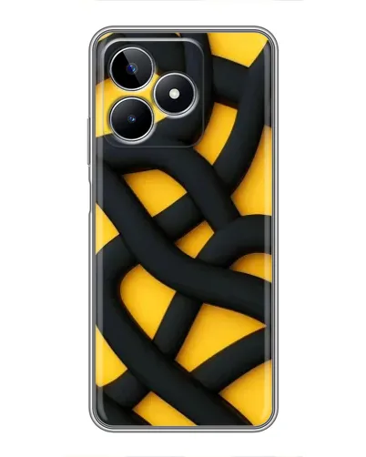 Чехол для Realme C53 с картинкой «Черное желтое переплетение»