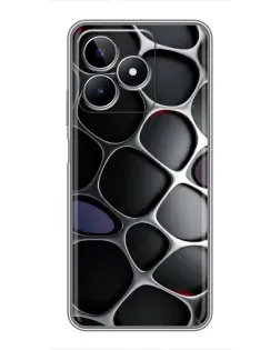 Чехол для Realme C53 с картинкой «Объемная темная решетка»