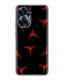 Чехол для Realme C55 с картинкой «Jordan Red Pattern»