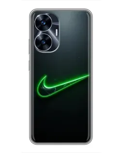 Чехол для Realme C55 с картинкой «Неоновый контур Nike»