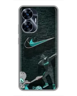 Чехол для Realme C55 с картинкой «Спортивный арт Nike»