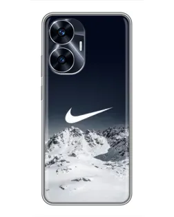 Чехол для Realme C55 с картинкой «Nike — зимние горы» Чехол для Realme C55 с картинкой «Nike — зимние горы»