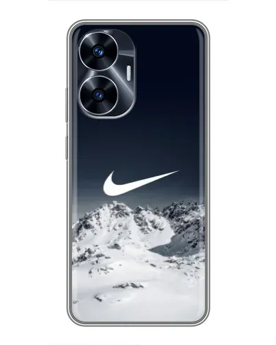 Чехол для Realme C55 с картинкой «Nike — зимние горы» Чехол для Realme C55 с картинкой «Nike — зимние горы»