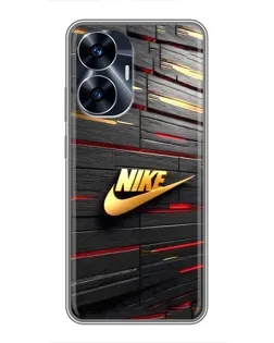 Чехол для Realme C55 с картинкой «Золотой Nike на металле» Чехол для Realme C55 с картинкой «Золотой Nike на металле»