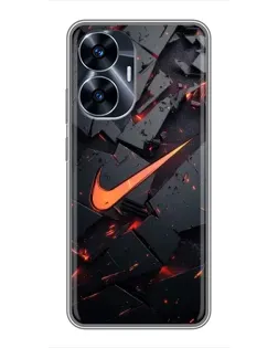 Чехол для Realme C55 с картинкой «Nike — эффект разломов» Чехол для Realme C55 с картинкой «Nike — эффект разломов»