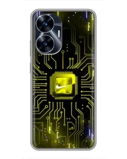 Чехол для Realme C55 с картинкой «Nike — золотая искра» Чехол для Realme C55 с картинкой «Nike — золотая искра»