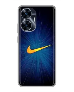 Чехол для Realme C55 с картинкой «Синий пульс Nike» Чехол для Realme C55 с картинкой «Синий пульс Nike»