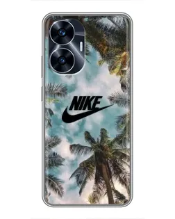 Чехол для Realme C55 с картинкой «Тропический принт Nike» Чехол для Realme C55 с картинкой «Тропический принт Nike»