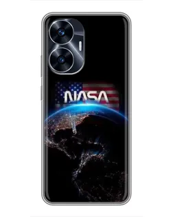 Чехол для Realme C55 с картинкой «Земля из космоса NASA»