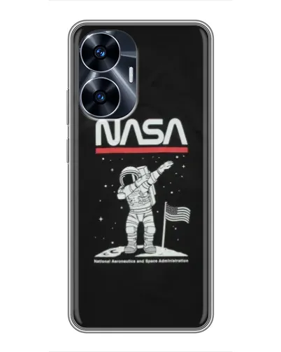 Чехол для Realme C55 с картинкой «NASA — шагаем по Луне» Чехол для Realme C55 с картинкой «NASA — шагаем по Луне»