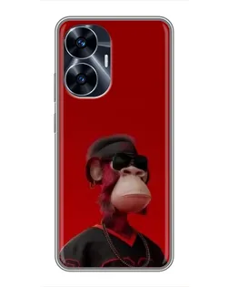 Чохол для Realme C55 з картинкою «Bored Ape в червоному»