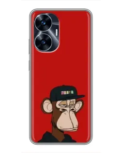 Чохол для Realme C55 з картинкою «Bored Ape — червоний фон»