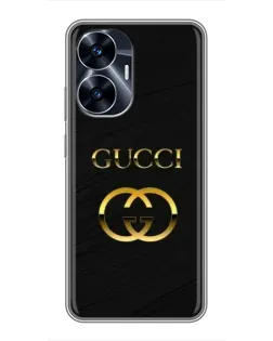 Чохол для Realme C55 з картинкою «Золотий логотип Gucci»