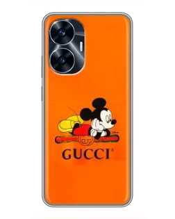 Чохол для Realme C55 з картинкою «Міккі Маус Gucci — помаранч»