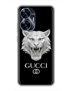 Чохол для Realme C55 з картинкою «Gucci — срібний лев»