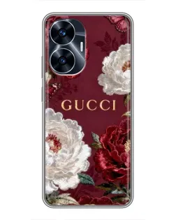 Чохол для Realme C55 з картинкою «Gucci — бордові троянди»