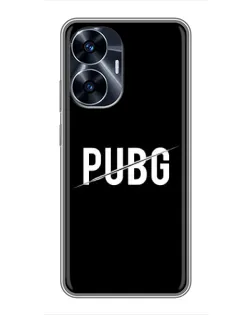 Чехол для Realme C55 с картинкой «PUBG — белый логотип»