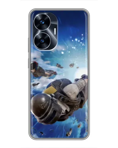Чехол для Realme C55 с картинкой «Десант PUBG — прыжок»