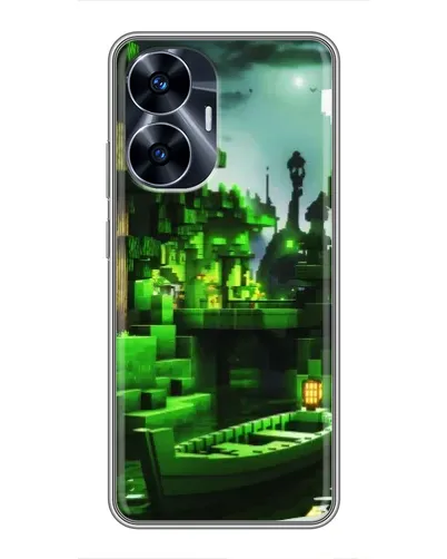 Чехол для Realme C55 с картинкой «Minecraft лесной пейзаж»