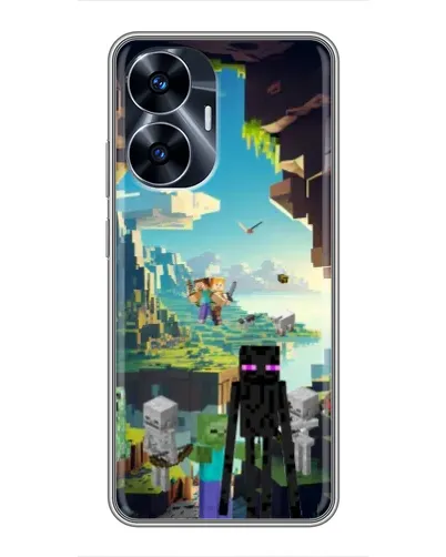 Чехол для Realme C55 с картинкой «Эндермен в лесу»