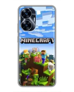 Чехол для Realme C55 с картинкой «Minecraft классический мир»