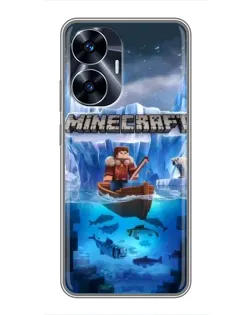 Чехол для Realme C55 с картинкой «Minecraft ледяной мир»