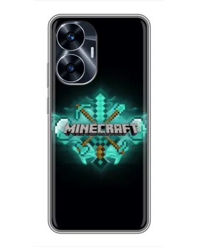 Чехол для Realme C55 с картинкой «Minecraft Diamond лого»
