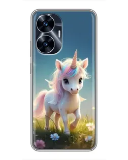 Чехол для Realme C55 с картинкой «Единорог на поляне» Чехол для Realme C55 с картинкой «Единорог на поляне»