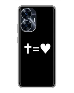 Чехол для Realme C55 с картинкой «Крест и Сердце»