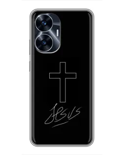 Чехол для Realme C55 с картинкой «Графический крест Jesus»