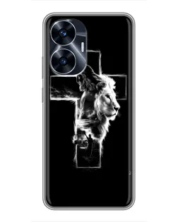 Чехол для Realme C55 с картинкой «Сияющий крест Jesus»