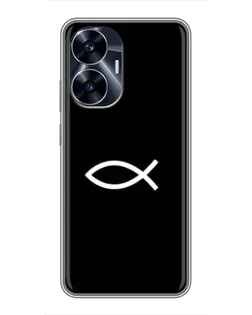 Чехол для Realme C55 с картинкой «Символ рыбы Jesus»